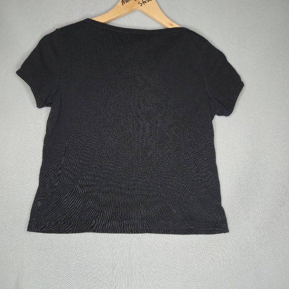 Ralph Lauren Petite Black Cotton Short Sleeve Tee Size Petite P/M - Picture 2 of 8